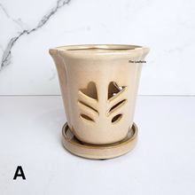 Load image into Gallery viewer, The Leaferie Layla Orchid pot with tray. 2 colours ceramic pot
