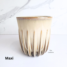 Load image into Gallery viewer, The Leaferie Omari Flowerpot. 2 sizes beige ceramic pot
