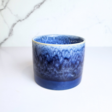 Load image into Gallery viewer, The Leaferie Kuba blue ceramic pot. 
