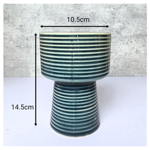 Load image into Gallery viewer, Marien Ceramic planter with striped design on a white surface, featuring the brand &#39;LEAFERIE&#39;.

