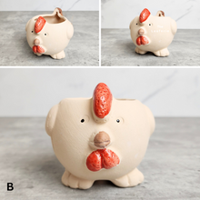 Load image into Gallery viewer, The Leaferie Allie Animal Series 3. 6 designs ceramic mini pots. Design B
