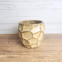 Load image into Gallery viewer, The Leaferie Thalia pot. yellowish ceramic pot with geometric shape.
