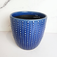 Load image into Gallery viewer, The Leaferie Zira blue ceramic pot
