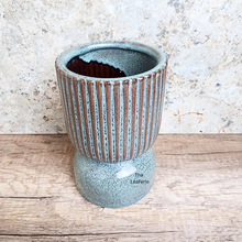 Load image into Gallery viewer, The Leaferie Hunter blue wine glass flowerpot. ceramic material
