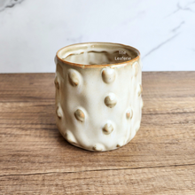 Load image into Gallery viewer, The Leaferie Elpida beige flowerpot with studs. ceramic material
