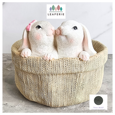 The Leaferie Hoppi Rabbit bunny pot. resin materail.