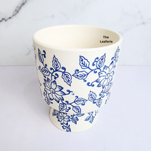 Load image into Gallery viewer, The Leaferie Torrio blue and white floral vase ceramic flowerpot
