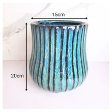Load image into Gallery viewer, The Leaferie Auree blue ceramic pot.
