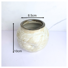 Load image into Gallery viewer, Dune Four ceramic pot with &#39;Dune&#39; design and &#39;LEAFeERIE&#39; branding on a white background.
