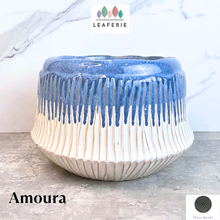 Load image into Gallery viewer, The Leaferie Amoura big flowerpot. ceramic blue pot

