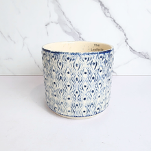 Load image into Gallery viewer, The Leaferie Esme Flowerpot. blue and white ceramic pot
