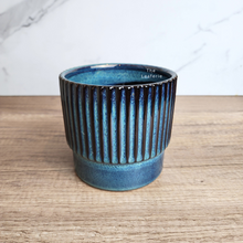 Load image into Gallery viewer, The Leaferie Varda Blue ceramic pot. 
