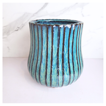 Load image into Gallery viewer, The Leaferie Auree blue ceramic pot.
