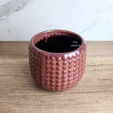 Load image into Gallery viewer, THe Leaferie Marika red studded flowerpot. ceramic material
