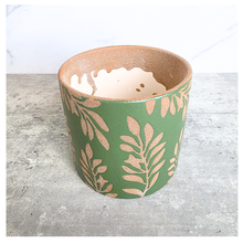 Load image into Gallery viewer, The Leaferie Nia pot. Green floral ceramic pot.
