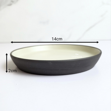 Load image into Gallery viewer, The Leaferie ceramic round tray with black trimming
