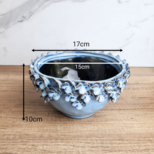 Load image into Gallery viewer, The Leaferie Handmade LYSA ceramic pot . 2 colours blue and yellow.
