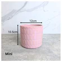 Load image into Gallery viewer, Arabella Pink textured ceramic planter with 'Leaferie' flowerpot
