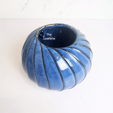 Load image into Gallery viewer, The Leaferie Moreno blue round pot. 2 sizes ceramic pot
