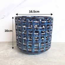 Load image into Gallery viewer, The Leaferie Tavra handmade ceramic blue pot.
