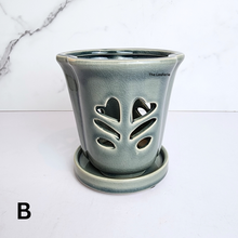 Load image into Gallery viewer, The Leaferie Layla Orchid pot with tray. 2 colours ceramic pot
