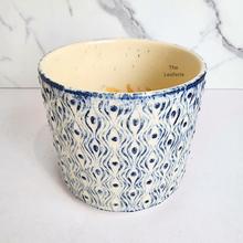 Load image into Gallery viewer, The Leaferie Esme Flowerpot. blue and white ceramic pot
