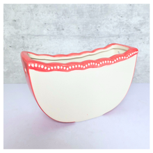 Load image into Gallery viewer, Ivra hangiing Ceramic planter with red rim and white interior on a light gray background, featuring the brand &#39;LEAFERIE&#39;.
