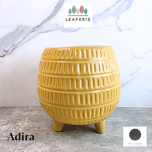 Load image into Gallery viewer, The Leaferie Adira Flowerpot. yellow ceramic pot with legs.
