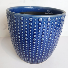 Load image into Gallery viewer, The Leaferie Zira blue ceramic pot
