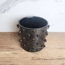 Load image into Gallery viewer, The Leaferie Nandita black pot with spikes. 2 sizes ceramic pot
