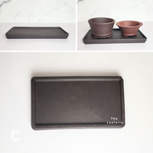 Load image into Gallery viewer, The Leaferie Rectangular tray for bonsai pot. 3 colours . Front view of C
