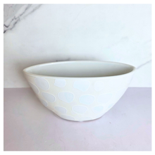Load image into Gallery viewer, Ophel White ceramic pot with decorative pattern on a marble surface, featuring the LEAFERIE brand.
