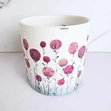 Load image into Gallery viewer, White POT with pink floral design on a white background
