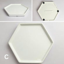 Load image into Gallery viewer, The Leaferie hexagon ceramic trays . 4 colours, black, grey, gold and black. and 3 sizes. front view of colour C white
