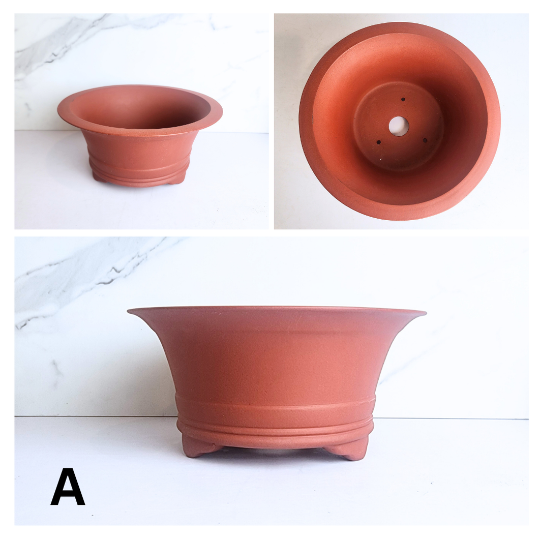 Zisha pot shown from different angles on a white background