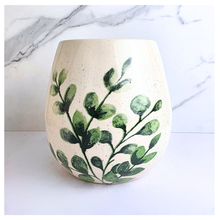 Load image into Gallery viewer, celia green leaf design flowerpot featuring the brand 'LEAFERIE'.
