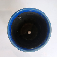 Load image into Gallery viewer, The Leaferie Zira blue ceramic pot
