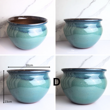 Load image into Gallery viewer, The Leaferie Albany Large green ceramic pot. Design D

