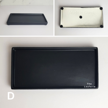 Load image into Gallery viewer, The Leaferie rectangular tray . ceramic 4 colours black, white , grey and black. 3 sizes. front view of D black

