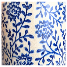 Load image into Gallery viewer, Cyanne Ceramic planter with blue floral pattern on a white background, featuring the brand &#39;LEAFERIE&#39;.
