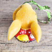 Load image into Gallery viewer, Pip Hanging Decoration .Two decorative items, a yellow mouse and a yellow duck, on a swing with &#39;LEAFERIE&#39; branding.
