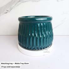 Load image into Gallery viewer, The Leaferie fountaine Teal ceramic pot
