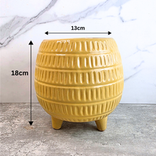 Load image into Gallery viewer, The Leaferie Adira Flowerpot. yellow ceramic pot with legs.
