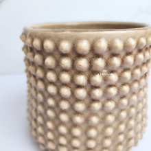 Load image into Gallery viewer, The Leaferie Bronwyn studded beige flowerpot. ceramic material
