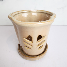 Load image into Gallery viewer, The Leaferie Layla Orchid pot with tray. 2 colours ceramic pot
