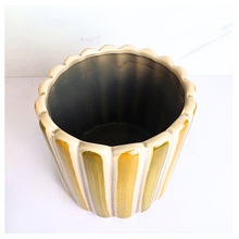 Load image into Gallery viewer, Vera Ceramic planter with striped design on a white background, featuring the brand 'LEAFAERIE'.

