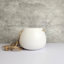 Load image into Gallery viewer, The Leaferie Lyon hanging pot (Series 13). 3 colours pink, white and black. ceramic material. photo shows white Maxi
