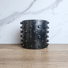 Load image into Gallery viewer, The Leaferie Nandita black pot with spikes. 2 sizes ceramic pot
