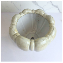 Load image into Gallery viewer, Evara Heart-shaped ceramic flowerpot with textured brand 'LEAFERIE'.
