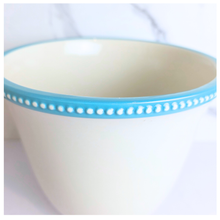 Load image into Gallery viewer, Leaferie Avelin flowerpot. white with blue trim ceramioc pot.

